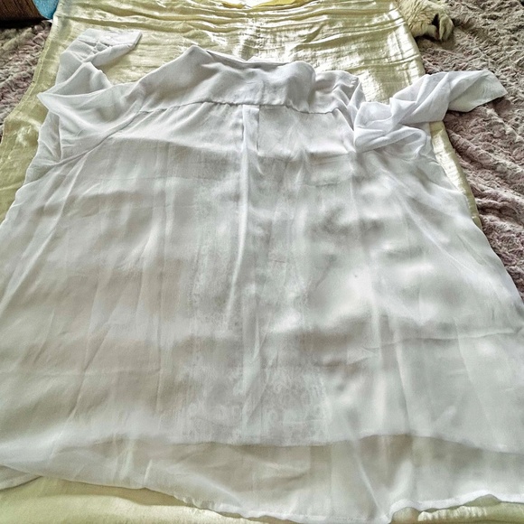 NEW PHOTOS! BLOUSE, CROCHET FRONT, WHITE, SIZE 4X, LONG SLEEVE, BUTTON CUFFS, - Picture 10 of 11